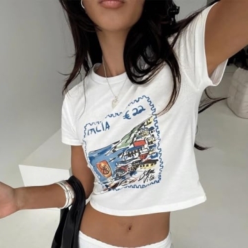 Trendy Y2K Vintage Crop Top for Women - Italia Stamp