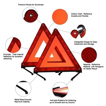 XOOL Safety Triangle Warning Kit for Road Emergencies