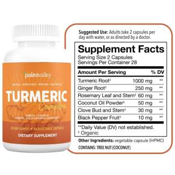 Paleovalley Organic Turmeric Complex with Superfoods - 56 Capsules