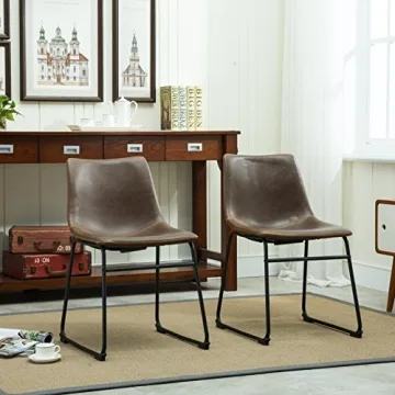 Stylish Roundhill Furniture PU Leather Dining Chairs Set