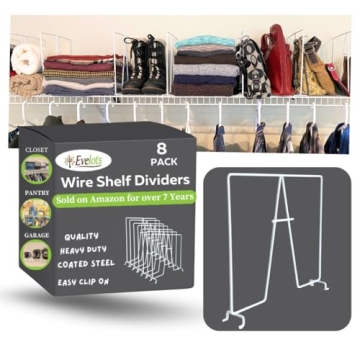 Evelots Tall Wire Shelf Dividers -8 Pack- Closet Storage & Organization for Office/Pantry/Garage She...