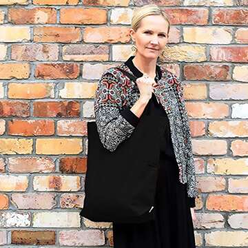 Augbunny 100% Cotton Canvas Shopping Tote Bag Grocery Bag 4-pack