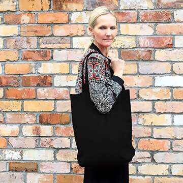 Augbunny 100% Cotton Canvas Shopping Tote Bag Grocery Bag 4-pack