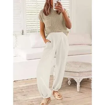 Women Ribbed Knit 2 Piece Outfits Long Sleeve Zipper-Up Slim Fit Hooded Crop Tops High Waist Long Pants Loungewear