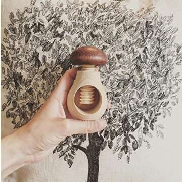 Mushroom with Screw Organic wooden toy. Walnut cracker.