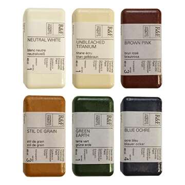 R&F Handmade Encaustic Paint - Earth Tones Set of 6, 40ml Each
