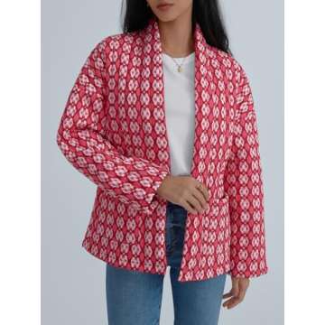 AUTOMET Women's Quilted Jacket Floral Print Puffer Casual Trendy Fall Lightweight Light with Pockets...