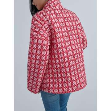 AUTOMET Women's Quilted Jacket Floral Print Puffer Casual Trendy Fall Lightweight Light with Pockets 2025 Winter