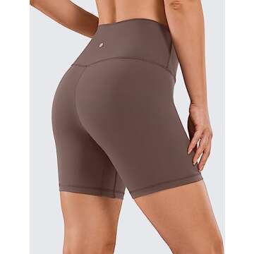 CRZ YOGA Women's Naked Feeling 6" Biker Shorts - High Waist Spandex for Yoga & Gym Fitness