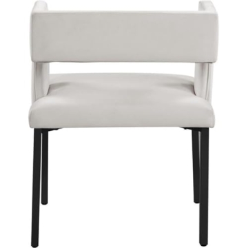Contemporary Upholstered Dining Chairs, Set of 2, Cream Velvet