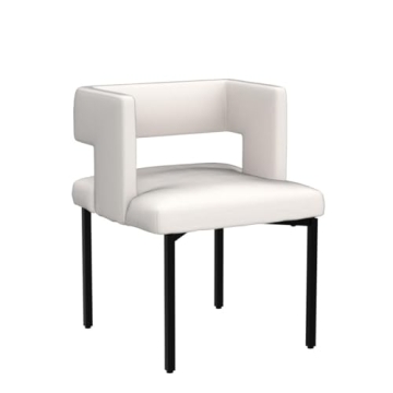 Contemporary Upholstered Dining Chairs, Set of 2, Cream Velvet
