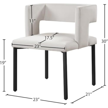 Contemporary Upholstered Dining Chairs, Set of 2, Cream Velvet