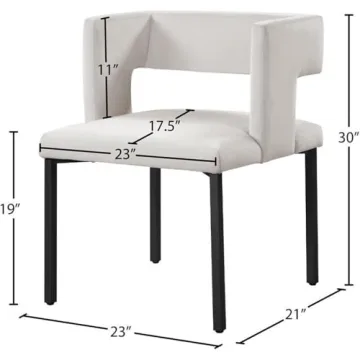 Contemporary Upholstered Dining Chairs, Set of 2, Cream Velvet