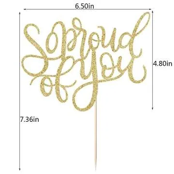 Qertesl So Proud of You Cake Topper,2025 Graduation Cake Topper,Congrats Grad Party Decorations,2025 High School/College/University Graduation Party Decoration Supplies. (gold)