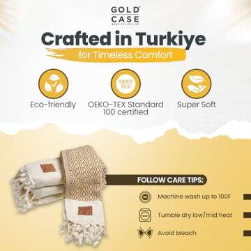 Gold CASE Turkish Hand Towels Set – 100% Cotton Luxury