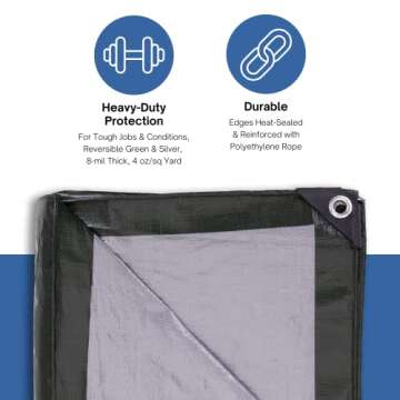 Durable Kotap Heavy-Duty Reversible Waterproof Tarp 12x14