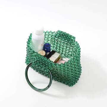 Abvokury YUSHINY Women Colored Transparent Beaded Acrylic Handbag Evening Handmade Bags for Wedding Party (Green)