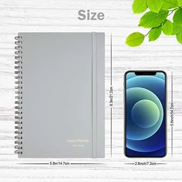 Daily Planner Undated, Asten To Do List Notebook Hourly Schedules Spiral Appointment Planner for Men and Women,PVC Hardcover,Elastic Closure, Inner Pocket 8.3" x 5.8" (Gray)