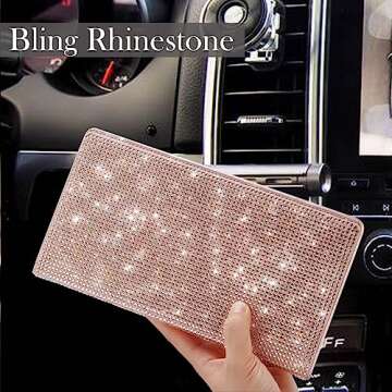 Car Registration and Insurance Holder Document License Car Document Holder for Cards, Driver License and Essential Document registration and insurance card holder Glove Box Organizer Bling Rhinestone