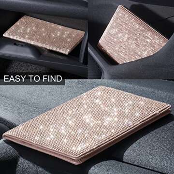Car Registration and Insurance Holder Document License Car Document Holder for Cards, Driver License and Essential Document registration and insurance card holder Glove Box Organizer Bling Rhinestone