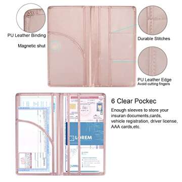 Car Registration and Insurance Holder Document License Car Document Holder for Cards, Driver License and Essential Document registration and insurance card holder Glove Box Organizer Bling Rhinestone