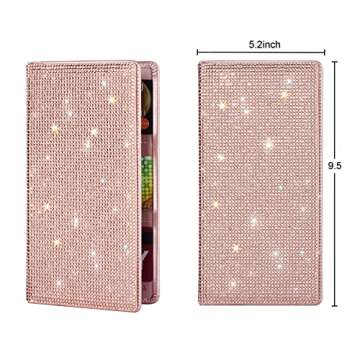 Car Registration and Insurance Holder Document License Car Document Holder for Cards, Driver License and Essential Document registration and insurance card holder Glove Box Organizer Bling Rhinestone