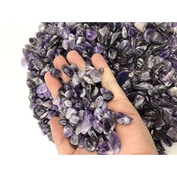 SNAKTOPIA Amethyst Small Tumbled Chips Stone Gemstone Chips Crushed Pieces Irregular Shaped Stones Crystal Chips Stone Perfect for Jewelry Making Home Decoration 0.2~0.5in Weight 0.74 ib (3-Amethyst)