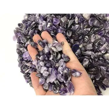 SNAKTOPIA Amethyst Small Tumbled Chips Stone Gemstone Chips Crushed Pieces Irregular Shaped Stones Crystal Chips Stone Perfect for Jewelry Making Home Decoration 0.2~0.5in Weight 0.74 ib (3-Amethyst)