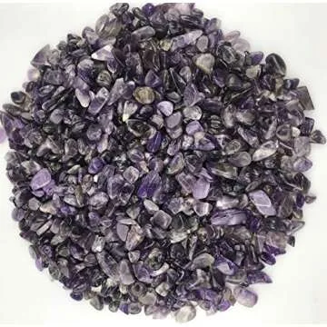 SNAKTOPIA Amethyst Small Tumbled Chips Stone Gemstone Chips Crushed Pieces Irregular Shaped Stones Crystal Chips Stone Perfect for Jewelry Making Home Decoration 0.2~0.5in Weight 0.74 ib (3-Amethyst)