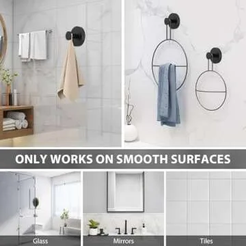 iaredon Suction Cup Hooks for Shower,Shower Hooks for InsideShower,Removable Towel Hooks for Bathrooms,ShowerSuction Cup Bathroom Hooks for Glass Window Door,ShowerWall,Loofa, Black (4 Pack)
