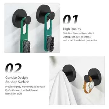 iaredon Suction Cup Hooks for Shower,Shower Hooks for InsideShower,Removable Towel Hooks for Bathrooms,ShowerSuction Cup Bathroom Hooks for Glass Window Door,ShowerWall,Loofa, Black (4 Pack)