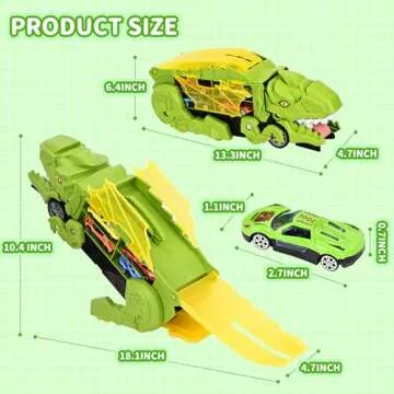 Transformable Dinosaur Truck Toy for Kids & 12 Diecast Cars