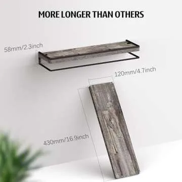 Meangood Floating Shelves Wall Mounted Set of 2, Rustic Wood Wall Storage Shelves for Bedroom,Living Room,Bathroom, Kitchen Pine