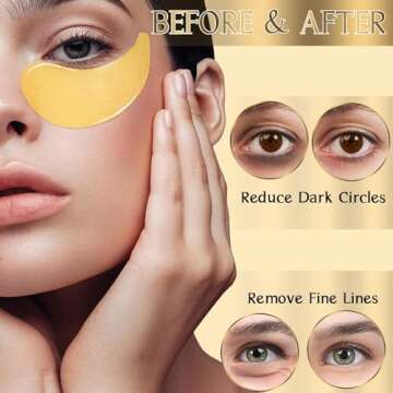 DORPETLY Under Eye Patches, 60PCS Under Eye Mask for Dark Circles and Puffiness, Under Eye Treatments Lighten Wrinkles and Fine Lines Instantly, Collagen Eye Gel Pads Hydrating Eye Skin (Gold)