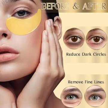 DORPETLY Under Eye Patches, 60PCS Under Eye Mask for Dark Circles and Puffiness, Under Eye Treatments Lighten Wrinkles and Fine Lines Instantly, Collagen Eye Gel Pads Hydrating Eye Skin (Gold)