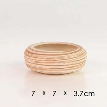 Sun-E Ceramic Wooden Pattern Succulent Plant Pots Set