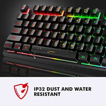 NPET K10 Wired Gaming Keyboard, LED Backlit, Spill-Resistant Design, Multimedia Keys, Quiet Silent U...