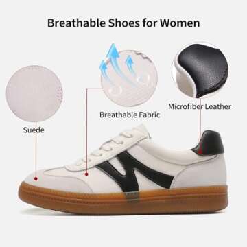 somiliss Womens Shoes Casual Sneakers: Breathable Non-Slip Tennis Walking Shoes Microfiber Leather S...