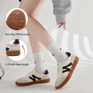 somiliss Womens Shoes Casual Sneakers: Breathable Non-Slip Tennis Walking Shoes Microfiber Leather Suede Fabric 3 in 1 Upper Flats Fashion Sneakers