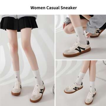 somiliss Womens Shoes Casual Sneakers: Breathable Non-Slip Tennis Walking Shoes Microfiber Leather Suede Fabric 3 in 1 Upper Flats Fashion Sneakers