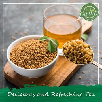 Eat Well Premium Foods Whole Fenugreek Seeds 32 oz, Bulk Fenugreek Methi Seed in Reseable Bag, Fenogreco en Semillas, Can be Ground to Powder or Used as Tea, 100% Natural Fresh Gourmet Spice Ingredients for Cooking