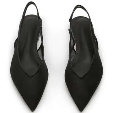 Riekhany Mesh Flats for Women Slingback Flats Pointed Toe Slip On Casual Work Ballet Flats Black