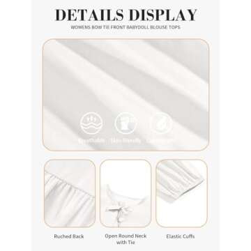 Tankaneo Womens White Tie Front Tops Summer Peplum Babydoll Puff Short Sleeve Blouse Cute Cotton Shirts, X-Large