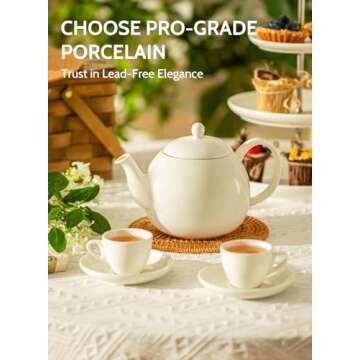 Sweese Porcelain Teapot, 40 Ounce Tea Pot - Large Enough for 5 Cups, White