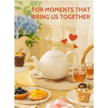 Sweese Porcelain Teapot, 40 Ounce Tea Pot - Large Enough for 5 Cups, White