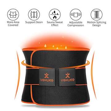 VOHUKO Sauna Waist Trimmer, Wide Men Waist Trainer, Sweat AB Belt with Adjustable Pressure Straps, W...