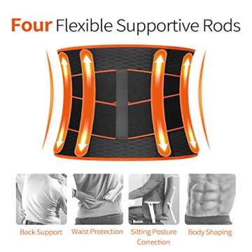 VOHUKO Sauna Waist Trimmer, Wide Men Waist Trainer, Sweat AB Belt with Adjustable Pressure Straps, Weight Loss Back Support Belt (XL 41-49 inch) Black