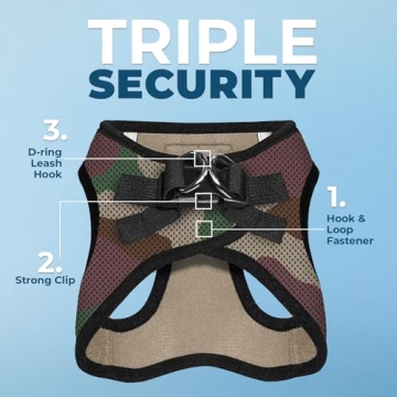 Voyager Step-In Air Dog Harness - All Weather Mesh, Reflective, No Pull Harness for Small, Medium Dogs, Cats - Secure with Hook & Loop Fastener, Buckle, Double D-Rings - Army/Black Trim, M