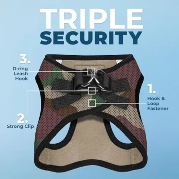 Voyager Step-In Air Dog Harness - All Weather Mesh, Reflective, No Pull Harness for Small, Medium Dogs, Cats - Secure with Hook & Loop Fastener, Buckle, Double D-Rings - Army/Black Trim, M