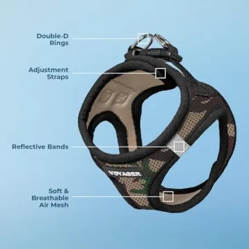 Voyager Step-In Air Dog Harness - All Weather Mesh, Reflective, No Pull Harness for Small, Medium Dogs, Cats - Secure with Hook & Loop Fastener, Buckle, Double D-Rings - Army/Black Trim, M
